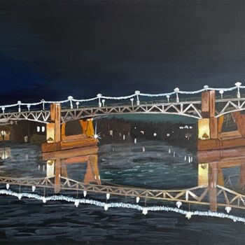 Malarstwo zatytułowany „Le pont Saint Pierr…” autorstwa Marie France Saunard (Rêves et couleurs), Oryginalna praca, Akryl Za…