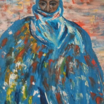 Картина под названием "L'HOMME Bleu" - Marie-Françoise Gallone, Подлинное произведение искусства, Масло