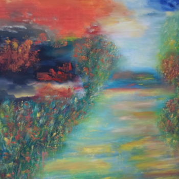 Painting titled "Le RUISSEAU" by Marie-Françoise Gallone, Original Artwork, Acrylic