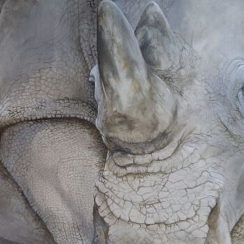 Peinture intitulée "Regard de Rhino" par Marie-Françoise Janssen, Œuvre d'art originale, Acrylique