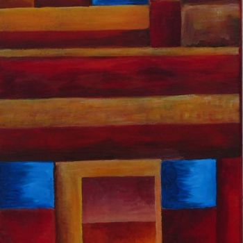 Painting titled "damier-rouge" by Marie Kerjean, Original Artwork, Acrylic