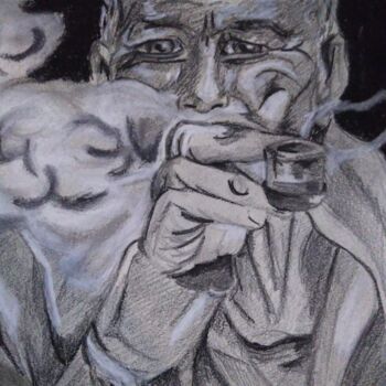 Drawing titled "Fumée 3" by Marie G, Original Artwork, Charcoal