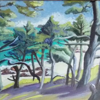 Peinture intitulée ""Sous-bois cap d'Er…" par Marie Guillaume, Œuvre d'art originale, Acrylique