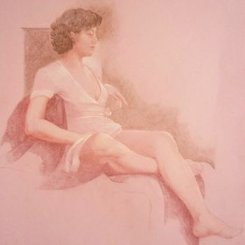 图画 标题为“Modèle vivant” 由Marie-Hélène Ransan, 原创艺术品, 铅笔