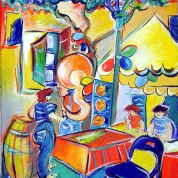Pintura titulada "fête du vin et de l…" por Marie Helene Roger, Obra de arte original