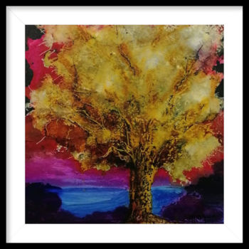 제목이 "l'arbre jaune"인 미술작품 Marie-Jeanne Escalle - Amiot로, 원작, 잉크