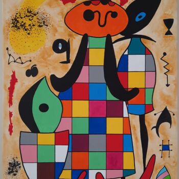 Painting titled "ECLECTIC MIRO" by Marie Jeanne Van De Velde, Original Artwork, Acrylic Mounted on Wood Stretcher frame