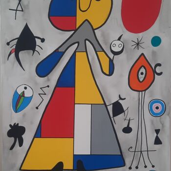 Malerei mit dem Titel "Miro meets Mondriaa…" von Marie Jeanne Van De Velde, Original-Kunstwerk, Acryl