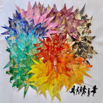 Картина под названием "The Origami Crane (…" - Marie-Jose Ged, Подлинное произведение искусства, Акрил Установлен на Деревян…
