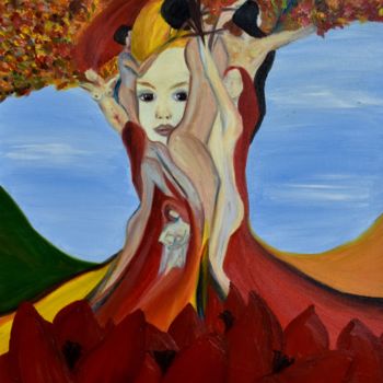 Painting titled "Tree of Life" by Marie-Jose Ged, Original Artwork, Oil