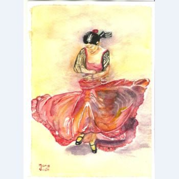 Pintura titulada "danseuse de Flamenc…" por Marie-José Longuet, Obra de arte original, Acuarela