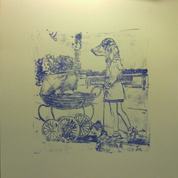 Drawing titled "Le petit dernier" by Marie-José Lopez Portland (VersusMAJO), Original Artwork