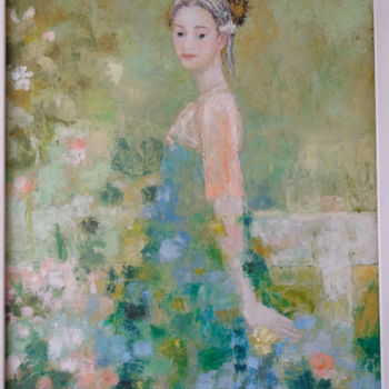 Painting titled "La robe bleue" by Laura Brume, Original Artwork