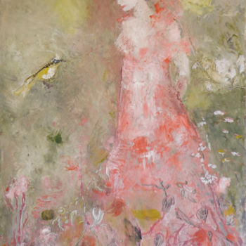 Painting titled "La robe rose" by Laura Brume, Original Artwork, Oil