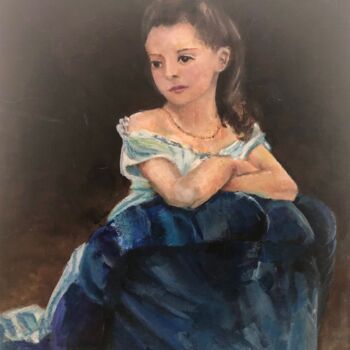 Painting titled "la jeune fille au f…" by Marie Laure Hamard, Original Artwork, Oil