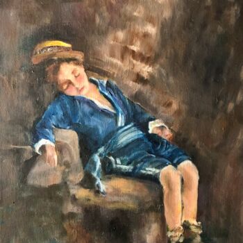 Pintura titulada "L'enfant endormi" por Marie Laure Hamard, Obra de arte original, Oleo