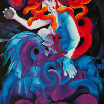 Pintura titulada "Medusa" por Marie-Laurence Winter, Obra de arte original, Oleo