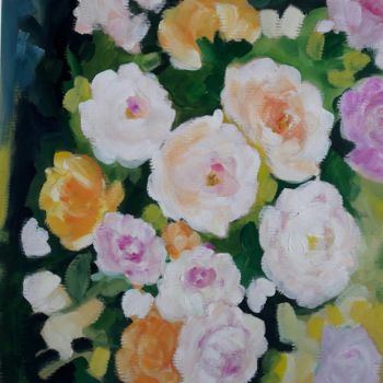 Malarstwo zatytułowany „roses-de-mai-2017.j…” autorstwa Marie Leddet, Oryginalna praca, Gwasz