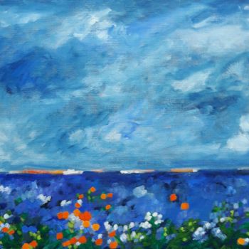 Pittura intitolato "bleu-2017" da Marie Leddet, Opera d'arte originale, Gouache