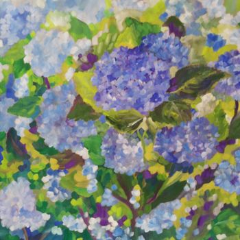 제목이 "Hortensias bleus"인 미술작품 Marie Leddet로, 원작, 구아슈