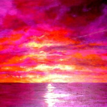 Painting titled "Fushia's sunset at…" by Marie-Line Vasseur, Original Artwork, Other