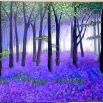 Painting titled "Bluebells forest" by Marie-Line Vasseur, Original Artwork, Other