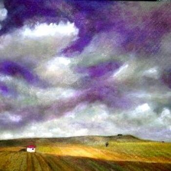 Painting titled "Tuscany sky" by Marie-Line Vasseur, Original Artwork, Oil