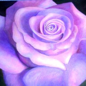Painting titled "La Rose" by Marie-Line Vasseur, Original Artwork, Oil