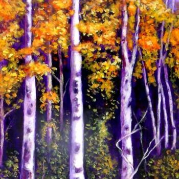 Painting titled "Fall  in Canada" by Marie-Line Vasseur, Original Artwork, Oil