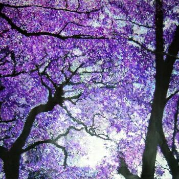 Painting titled "jacarandas1.jpg" by Marie-Line Vasseur, Original Artwork, Acrylic