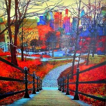 Painting titled "Mount Royal exit at…" by Marie-Line Vasseur, Original Artwork, Acrylic