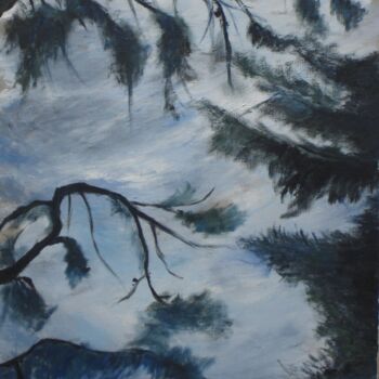 Pintura intitulada "Vent dans les pins" por Marie Lorraine Papelier, Obras de arte originais, Óleo