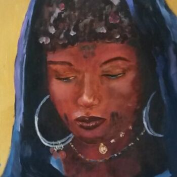 Peinture intitulée "femme du désert" par Marie Lorraine Papelier, Œuvre d'art originale, Huile