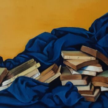 Pintura titulada "livres sur drapé" por L.Gédon, Obra de arte original, Oleo Montado en Bastidor de camilla de madera