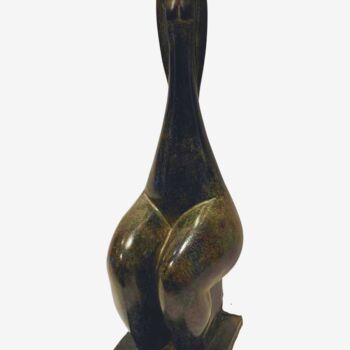 Sculpture titled "Femme assise sur so…" by Marie-Madeleine Gautier, Original Artwork, Bronze