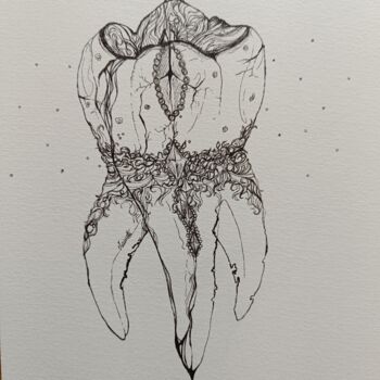 Drawing titled "La dent" by Marie Mainetti, Original Artwork, Ink
