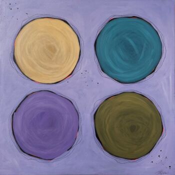 Painting titled "Hublots #2" by Marie Michaud, Original Artwork, Acrylic Mounted on Wood Stretcher frame