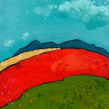 Painting titled "Coquelicots" by Marie Michaud, Original Artwork, Acrylic Mounted on Wood Stretcher frame