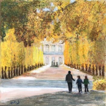 Peinture intitulée "Jardin des Tuileries" par Marie-Noël Gouët, Œuvre d'art originale, Pastel