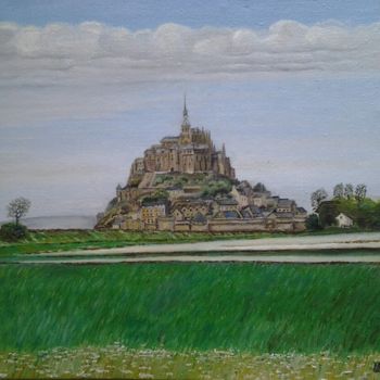 Картина под названием "Le Mont St Michel a…" - Marie-Noëlle Amiot, Подлинное произведение искусства, Масло