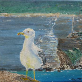 Painting titled "Mouette Corse" by Marie-Noëlle Amiot, Original Artwork, Oil