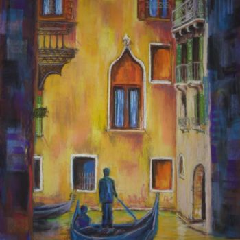 绘画 标题为“Gondole à Venise.jpg” 由Marie-Noëlle Amiot, 原创艺术品, 粉彩