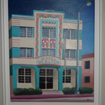Painting titled "MIAMI BEACH 1" by Marie Noelle Bellot Valade, Original Artwork, Oil Mounted on Wood Stretcher frame