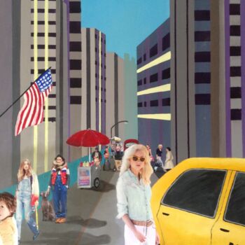 Painting titled "New York" by Marie Noelle Bellot Valade, Original Artwork, Acrylic Mounted on Wood Stretcher frame
