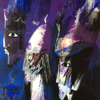 Peinture intitulée "ces rois mystérieux" par Marie-Noëlle Gagnan, Œuvre d'art originale, Acrylique