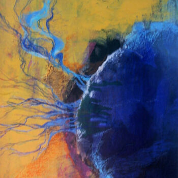 Peinture intitulée "baie bleue" par Marie-Noëlle Gagnan, Œuvre d'art originale