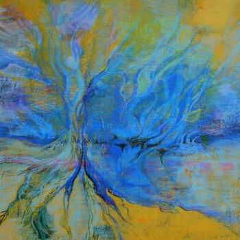 Peinture intitulée "reflet bleu" par Marie-Noëlle Gagnan, Œuvre d'art originale