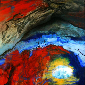 Malarstwo zatytułowany „peuple de caverne” autorstwa Marie-Noëlle Gagnan, Oryginalna praca, Olej