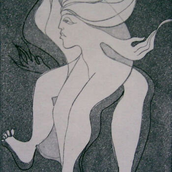 "femme" başlıklı Baskıresim Marie-Noëlle Gagnan tarafından, Orijinal sanat, Gravür