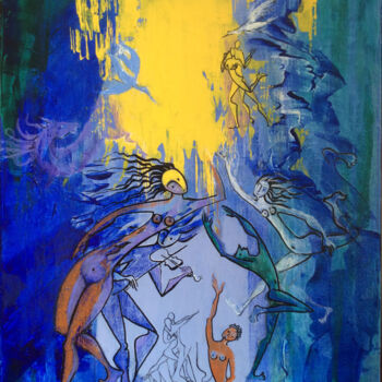 Pittura intitolato "hymne au soleil.jpg" da Marie-Noëlle Gagnan, Opera d'arte originale, Acrilico